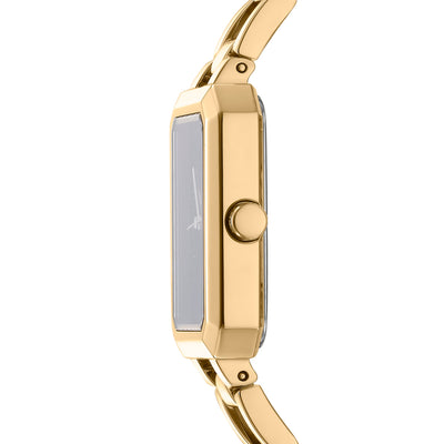 DKNU Uptown Midi Black Dial Stainless Steel Watch Gold
