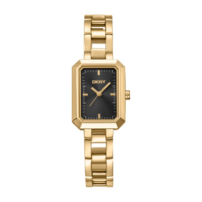 DKNU Uptown Midi Black Dial Stainless Steel Watch Gold