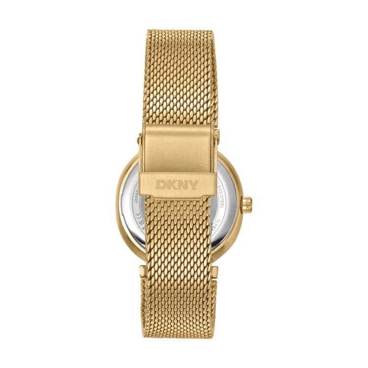 DKNY Evening Champagne Dial Crystal Set Stainless Steel Watch Gold