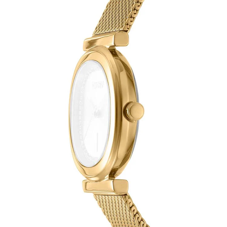 DKNY Evening Champagne Dial Crystal Set Stainless Steel Watch Gold