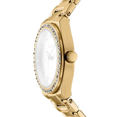 DKNY Evening Silver Crystal Dial Stainless Steel Watch Gold