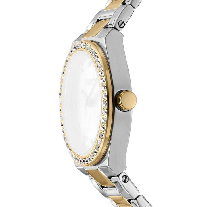 DKNY Evening Champagne Crystal Set Dial Stainless Steel Two-Tone Watch