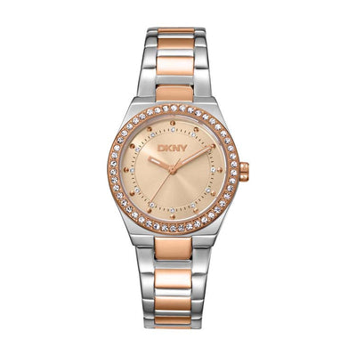 DKNY Evening Rose Diamante Crystal Stainless Steel Two Tone Watch