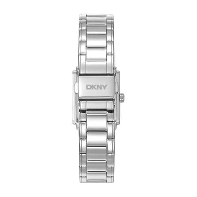 DKNY Evening White Mother Of Pearl Crystal Set Stainless Steel Watch Silver