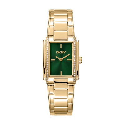 DkNY Evening Green Crystal Set Stainless Steel Watch Gold