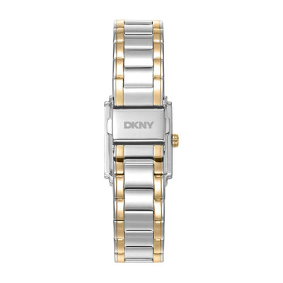 DKNY Evening Mother Of Pearl Dial Crystal Set Stainless Steel Watch Two-Tone