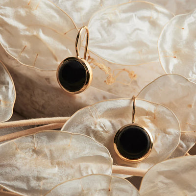 Najo Chroma Yellow Gold Black Onyx Earrings E7267