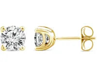9ct Yellow Gold Lab Grown Four Claw Diamond Studs