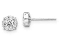 9ct White Gold Laboratory Grown Diamond Cluster Stud Earrings