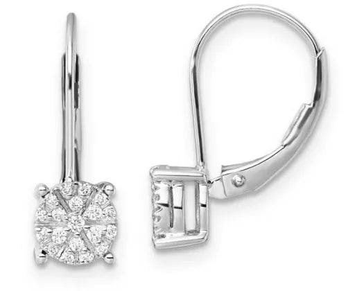 9ct White Gold Laboratory Grown Diamond Cluster Euro Hook Earrings