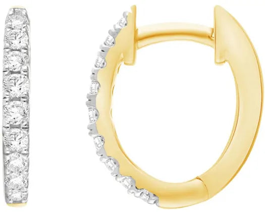 9ct Yellow Gold Lab Grown Claw Set Oval Huggies
