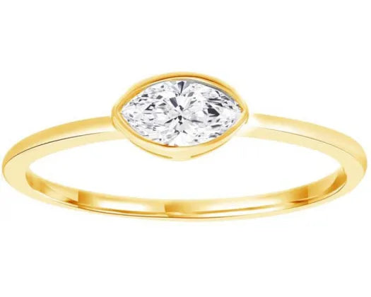 9ct Yellow Gold Lab Grown Marquise Diamond Ring