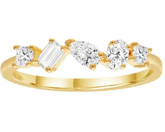 9ct Yellow Gold Multi Shaped Lab Grown Dress Ring