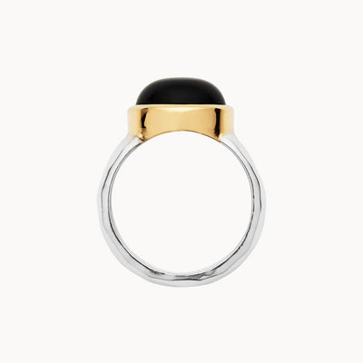 Najo Chroma Silver/Yellow Gold Black Onyx Ring (Size M) R7267
