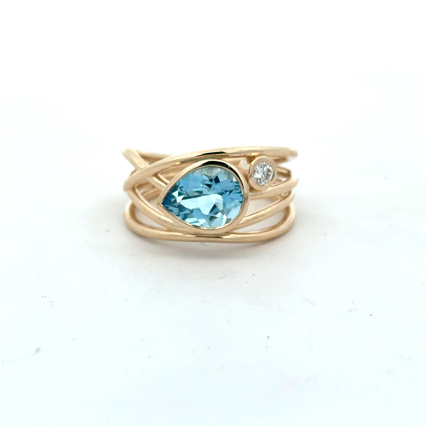 9ct Pear Aquamarine And Diamond Ring