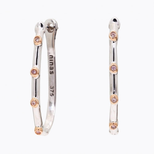 9ct White Gold Argyle Pink Diamond Hoop Earrings