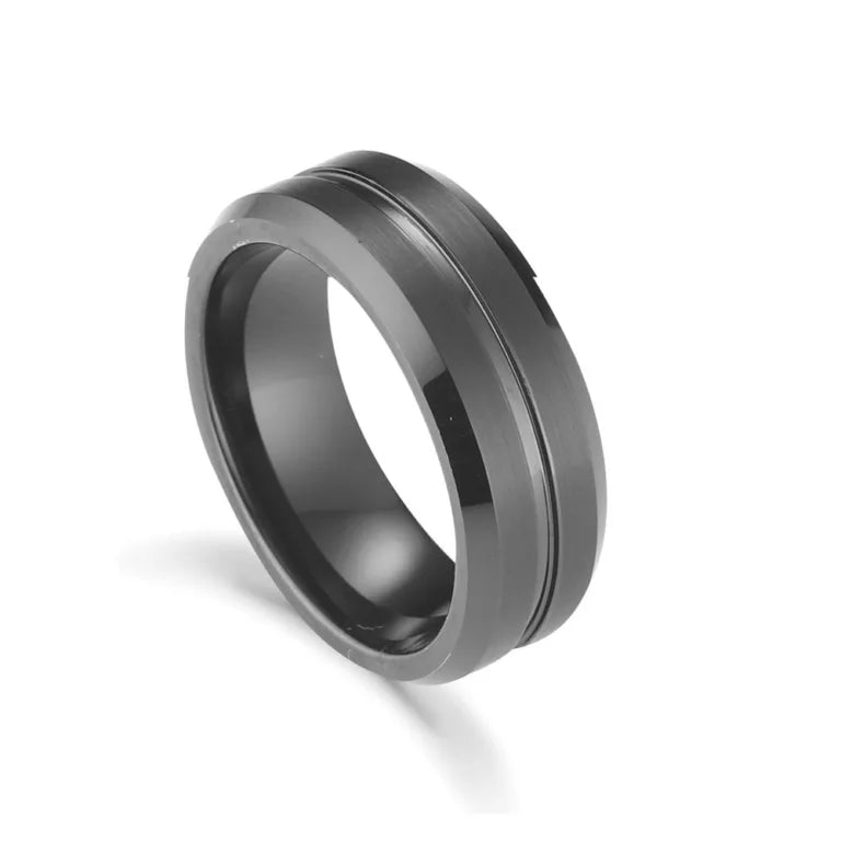 Gents Tungsten Infinity Matt Black Ring (Size9.5)
