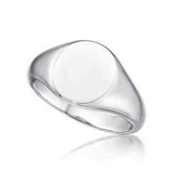 Sterling Silver Gents Round Flat Top Signet Ring (Size X)