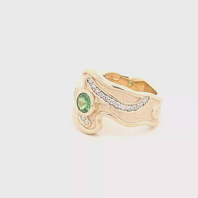 9ct Yellow Gold Blue Topaz And Diamond Ring