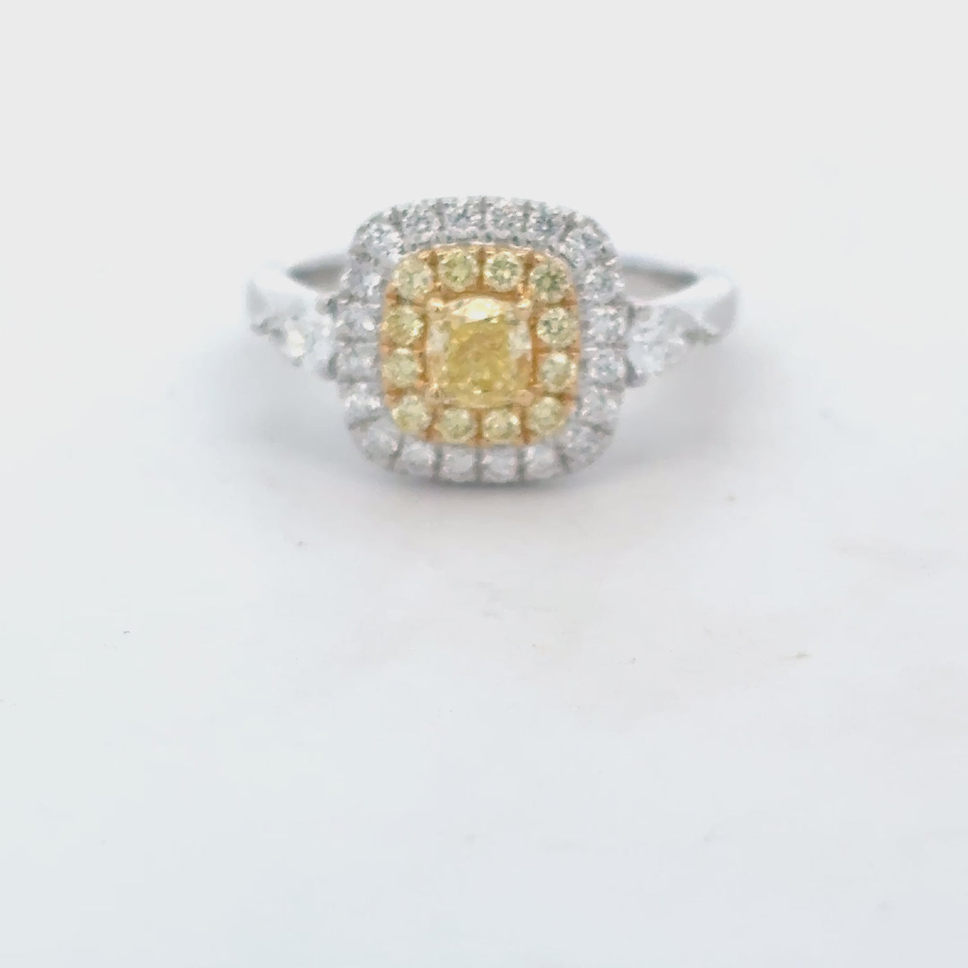 18ct White Gold, Yellow Diamond/White Diamond Ring