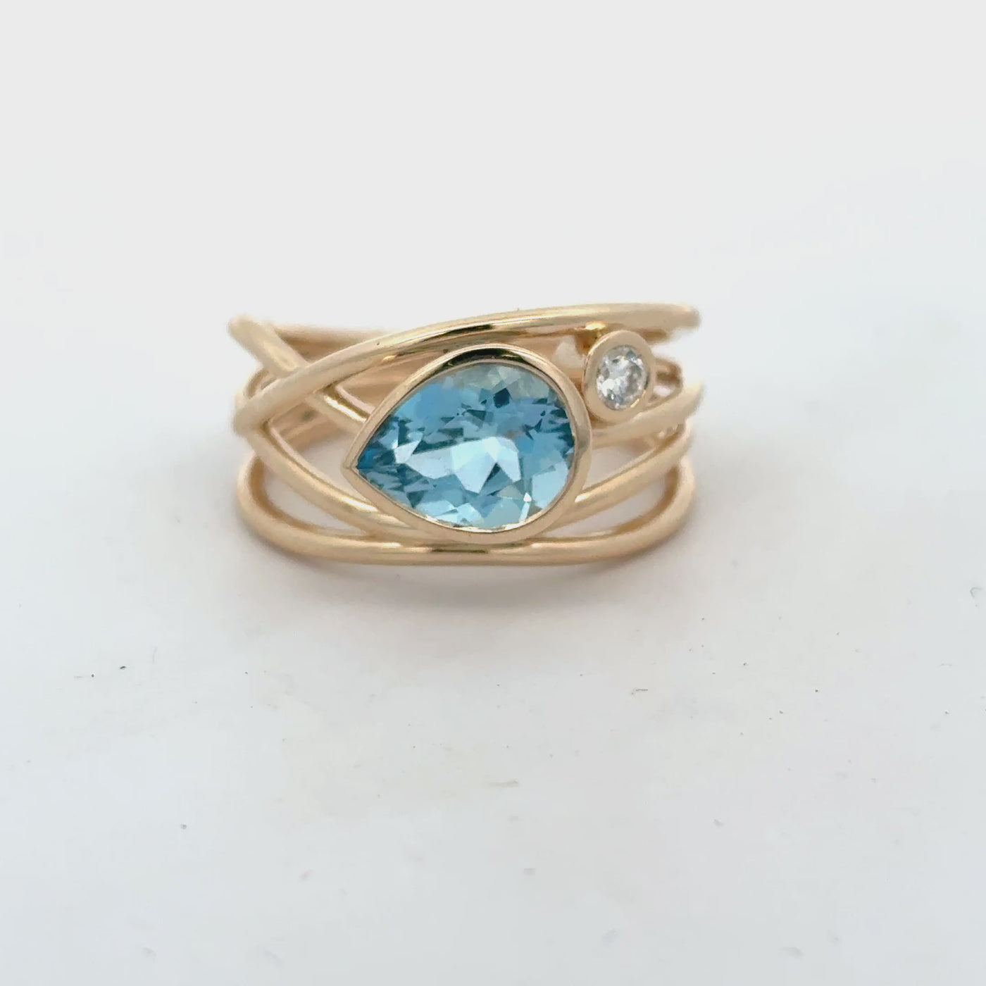 9ct Pear Aquamarine And Diamond Ring