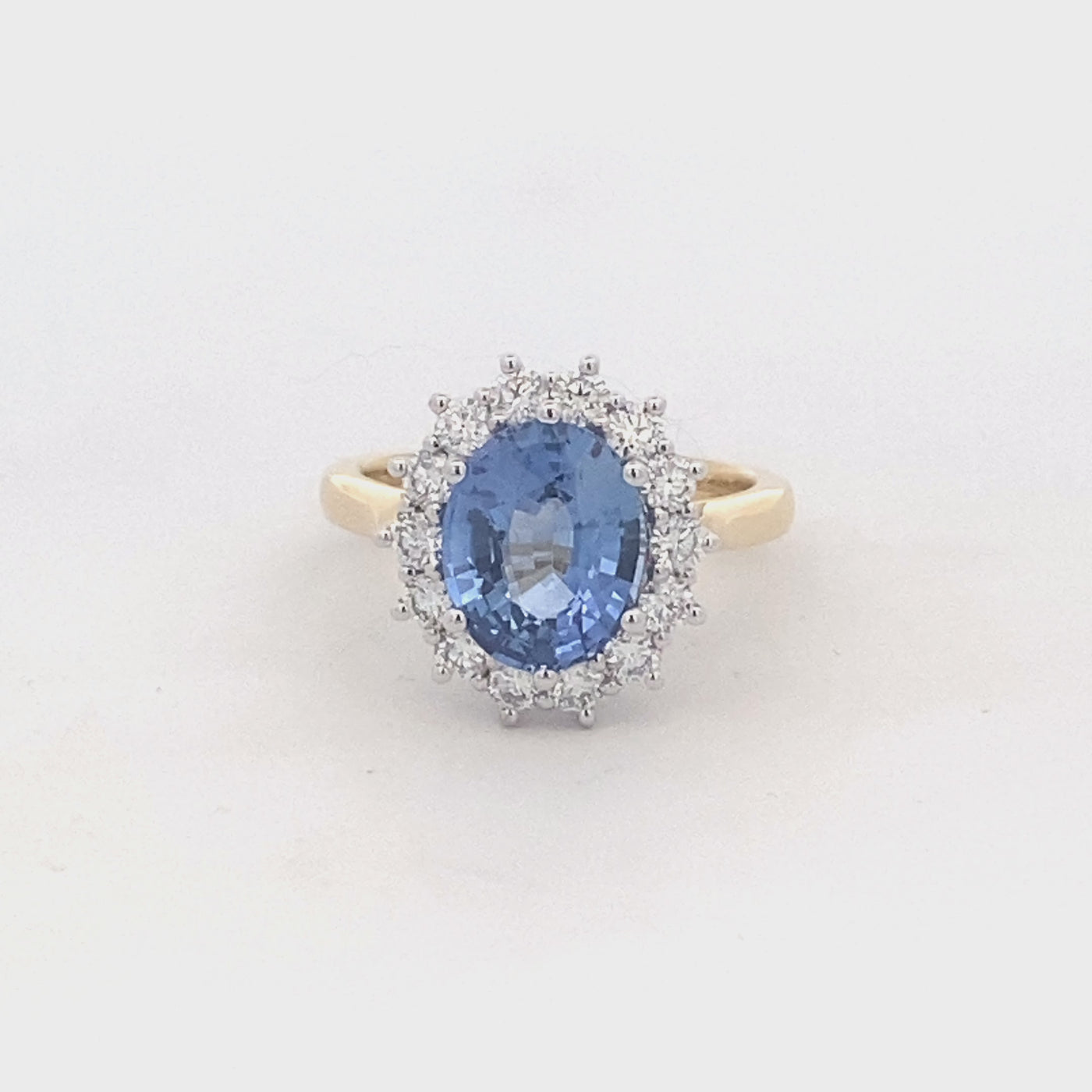 18ct Yellow Gold Ceylon Sapphire and Diamond Ring