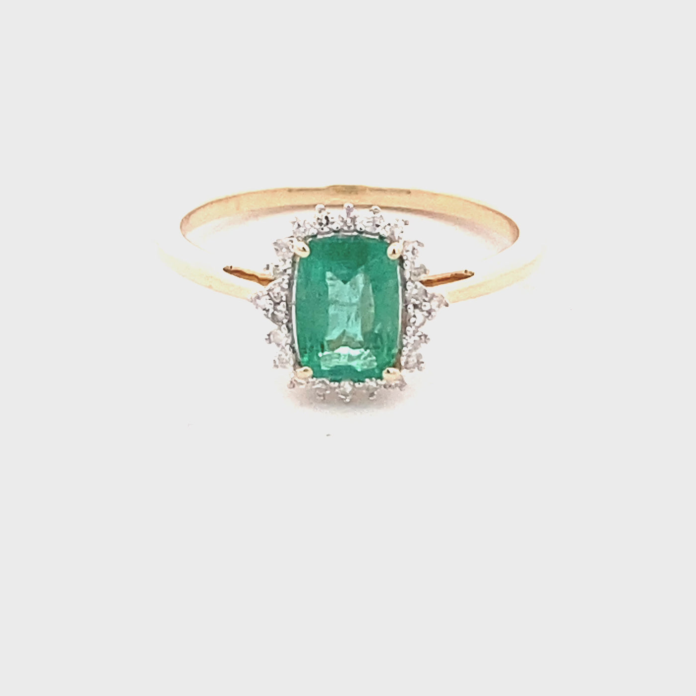 9ct Yellow Gold Natural Emerald and Diamond Ring