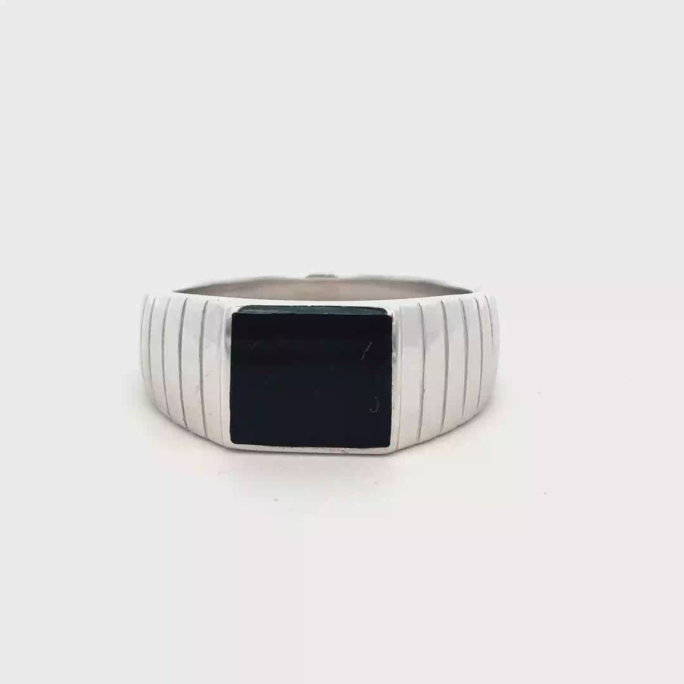 Sterling Silver and Black Onyx Gents Dress Ring