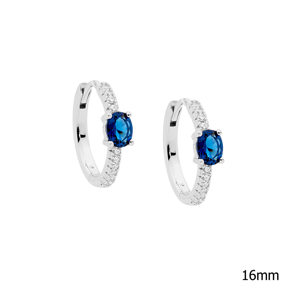 Sterling Silver Blue and White CZ Earrings