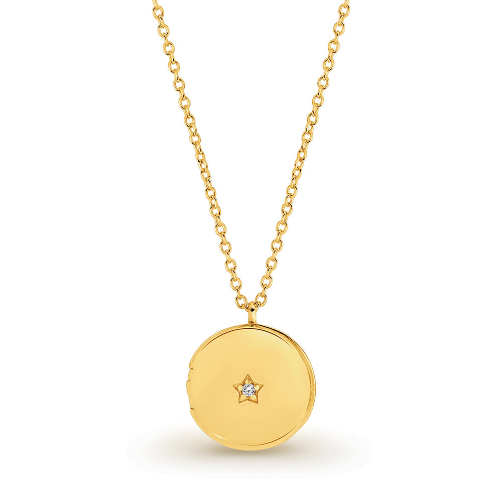 Sterling Silver Gold Plated Locket with CZ. 45 + 5cm