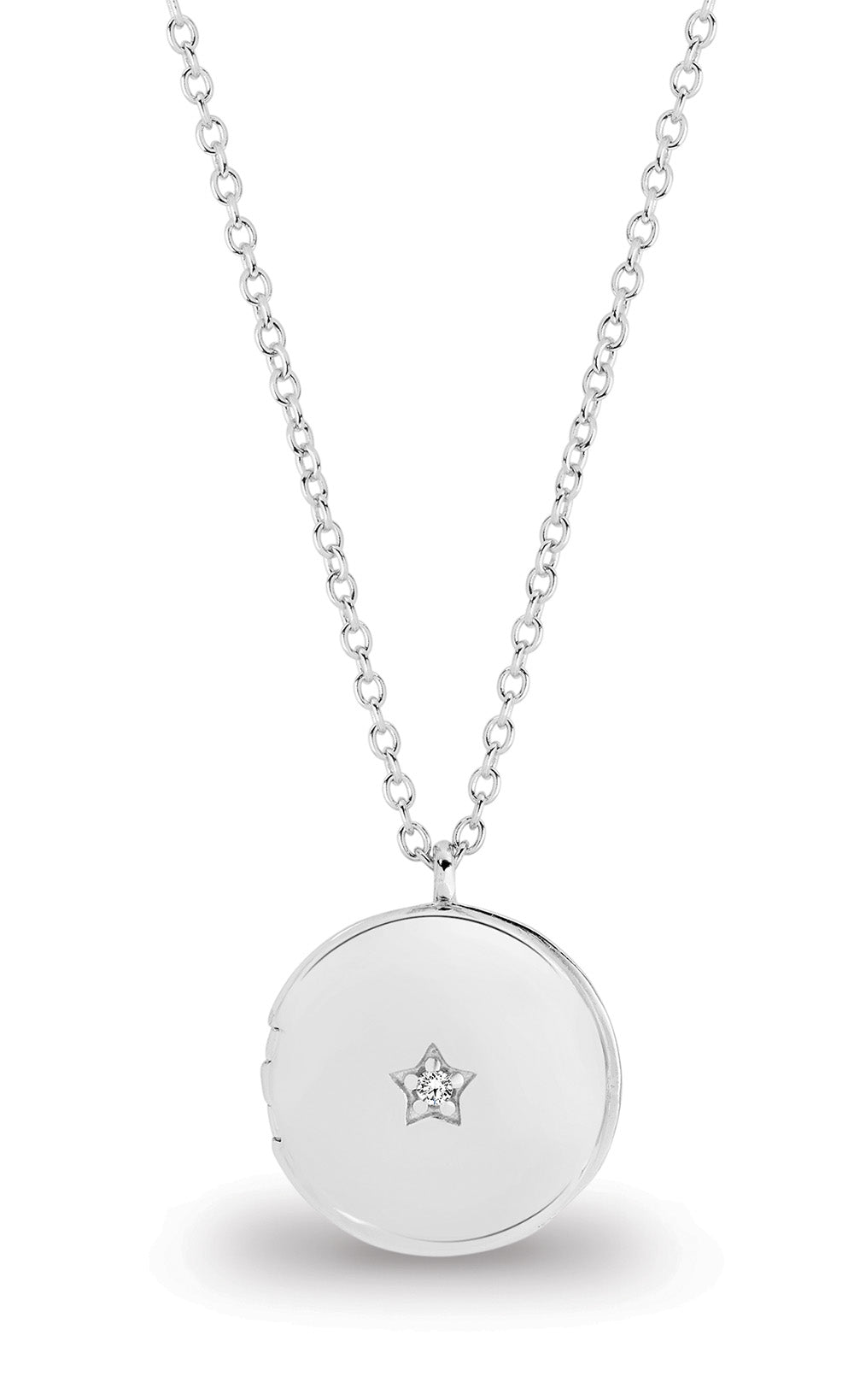 Sterling Silver Locket with CZ. 45 + 5cm