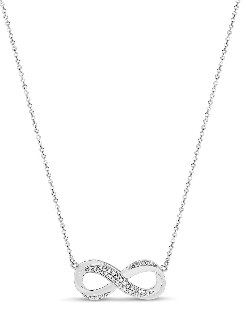 Sterling Silver CZ Infinity Necklace. 40 + 5cm
