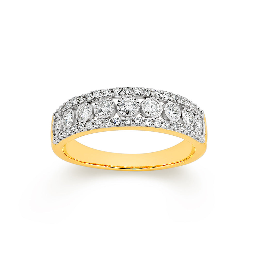 9k Yellow Gold Diamond Dress Ring. TDW=0.50ct