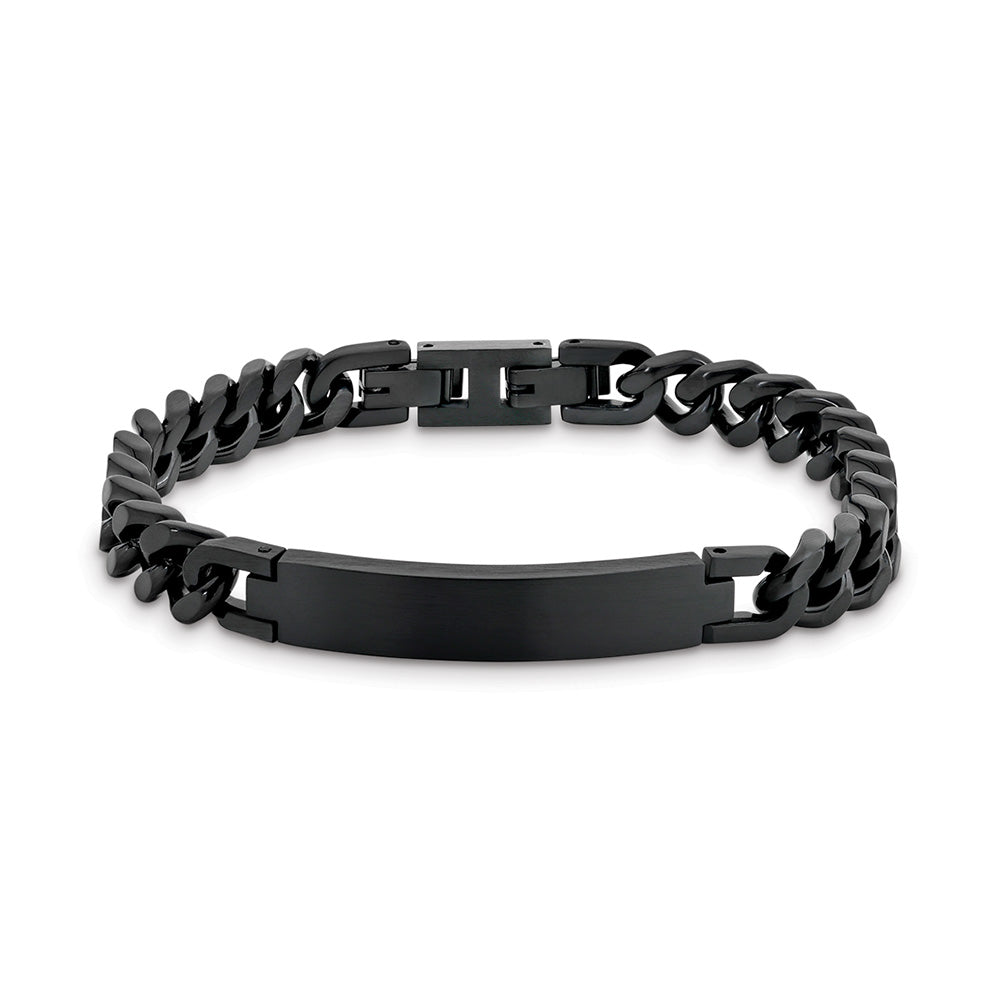 Blaze Teen Stainless Steel Black Curb Link ID Bracelet. 19.5 + 1.5cm
